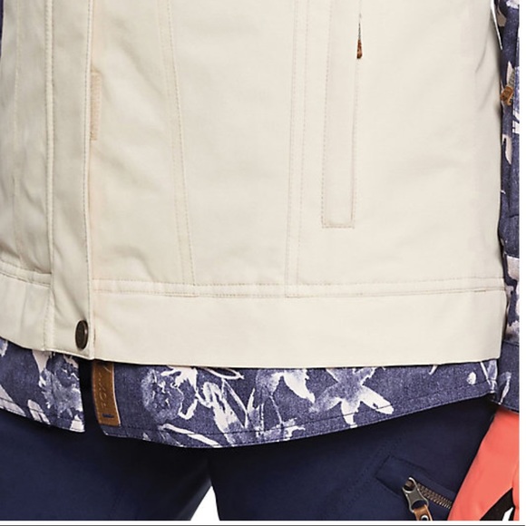 Roxy Women's Ceder Jacket 10k DryFlight Technology Denim Bleached Flowers Ski - Picture 3 of 8